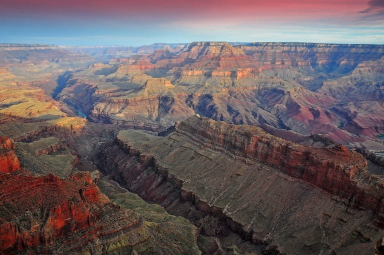 Sunrise at Lipan Point, Desert View Drive, Grand Canyon National Park, Arizona, USA (selective focus)
