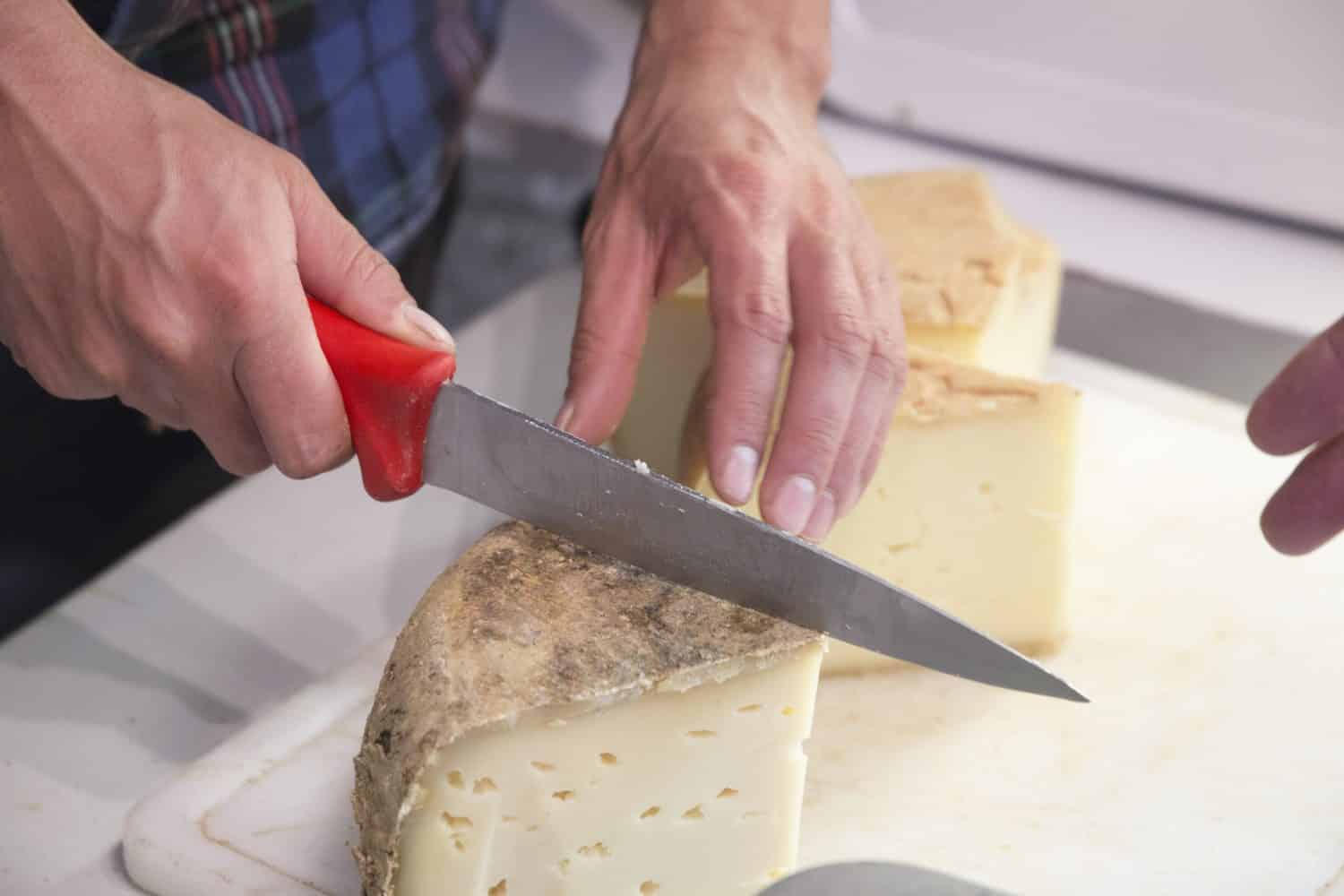 Valle de Roncal landscape in Navarre Spain Cutting farm cheese