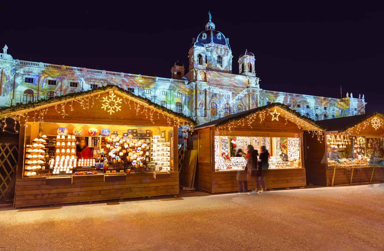Christmas Market near Museum quarter in Vienna Austria - cityscape holiday background