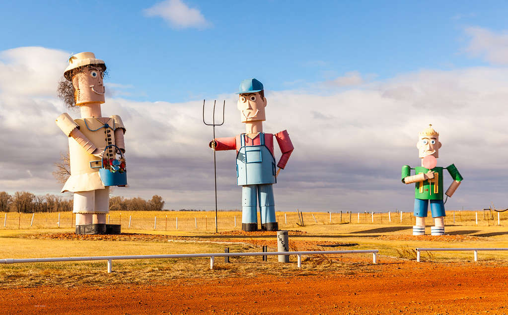 Metal sculptures by Gary Greff on the Enchanted Highway, North Dakota