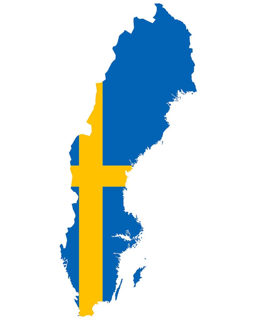 Flag in map of Sweden
