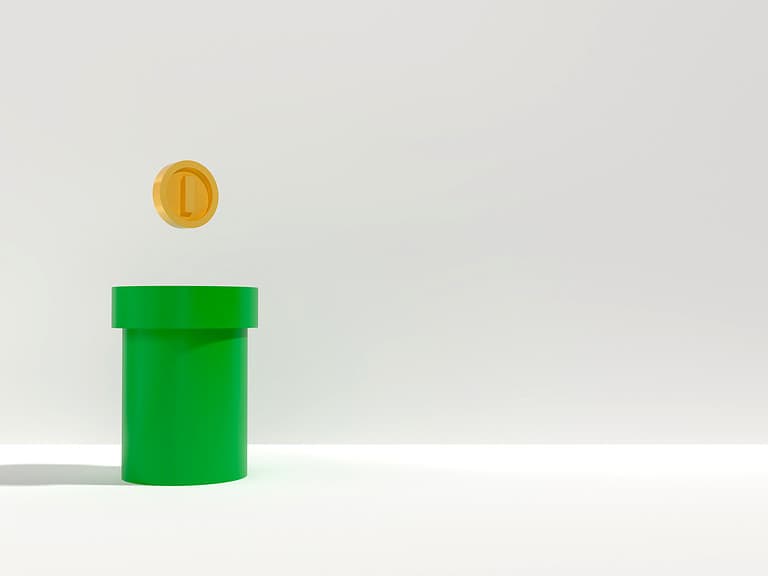 The green pipe has a coin on top. And free space for placing products / 3D Render
