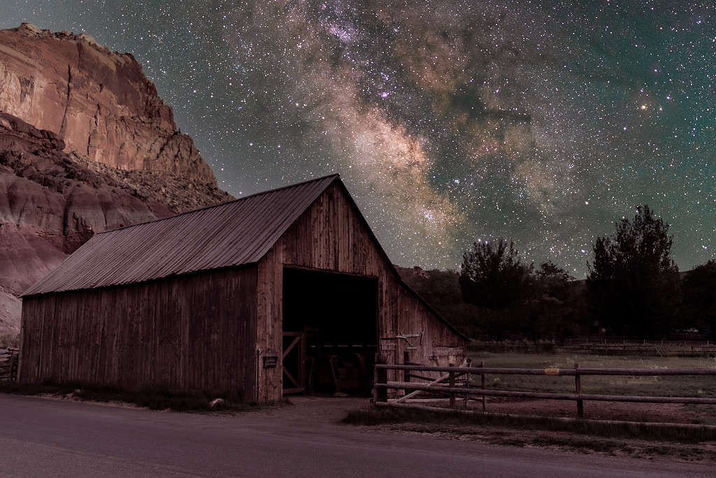 Milky Way over a Barn in Fruita at Capitol Reef National Park