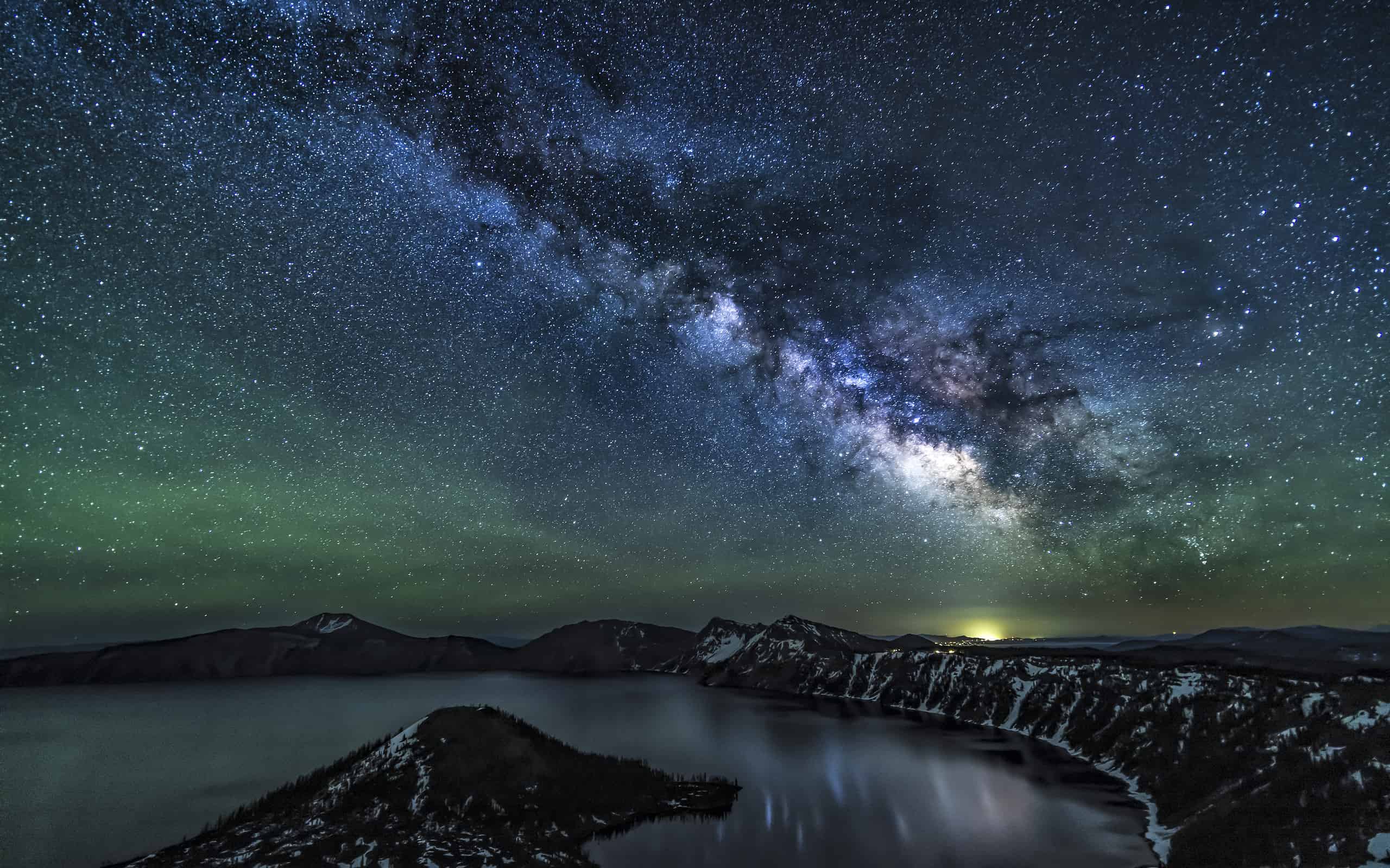Milky Way Reflected by Crater Lake