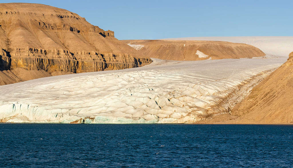 Glacier and fjord, Devon Island, Nunavut, Canada