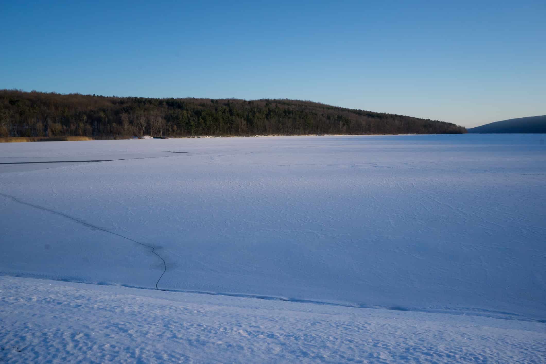 Winter landscape of Hemlock Lake in the Finger Lakes Region