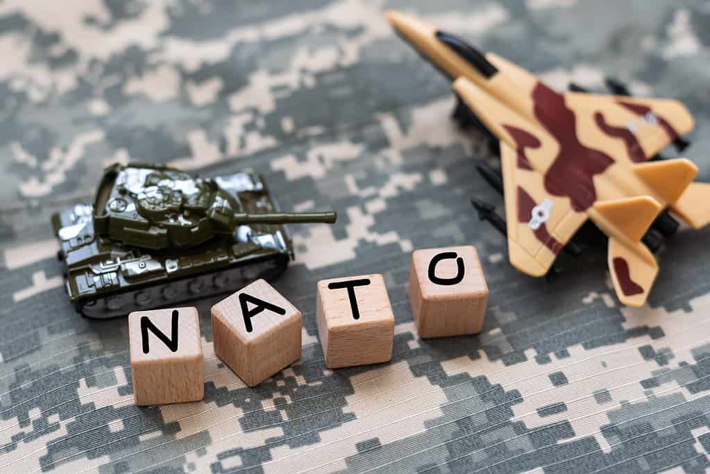 War NATO text on camouflage background