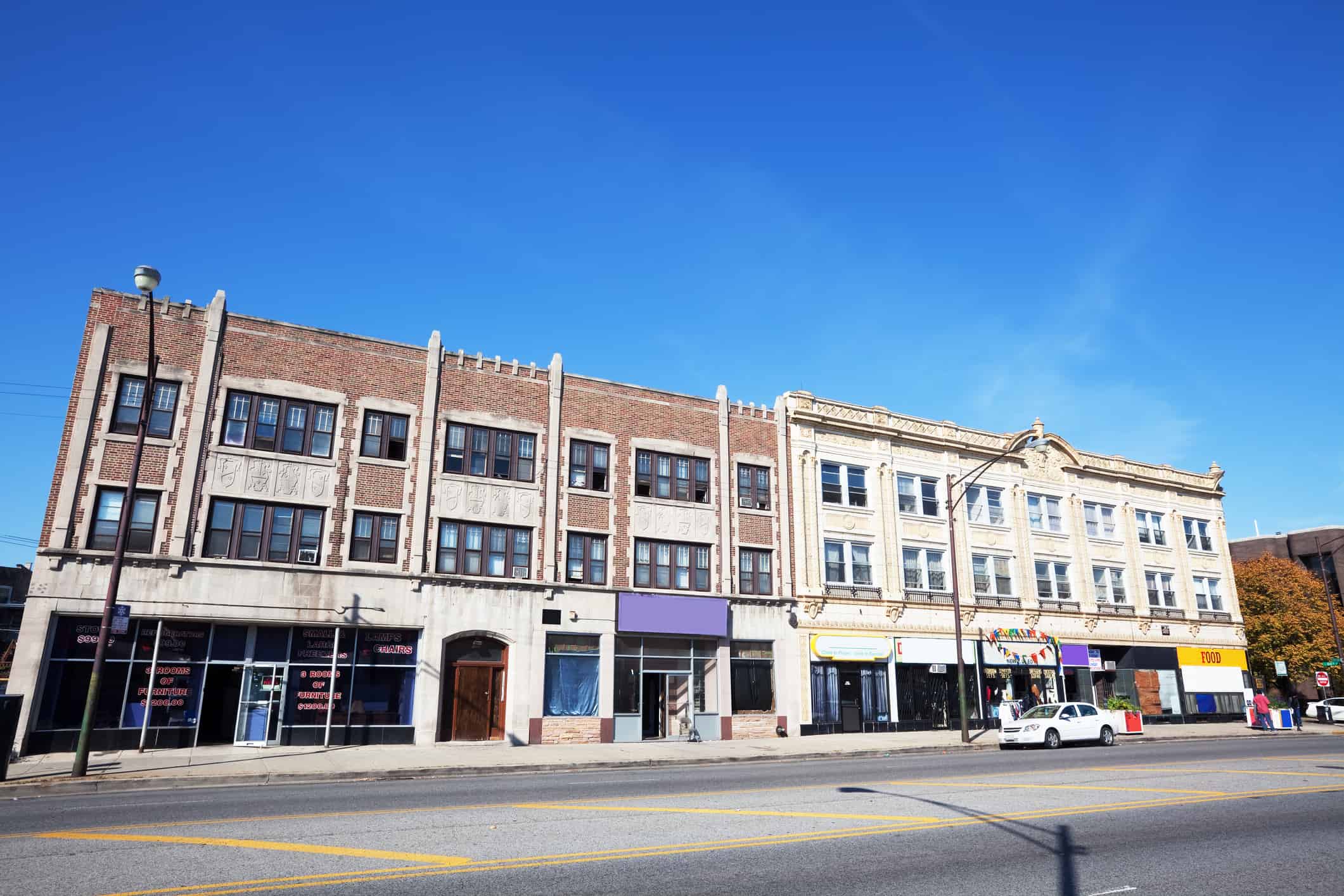 Vintage Commercial Buildings on South Cottage Grove Avenue in Ch