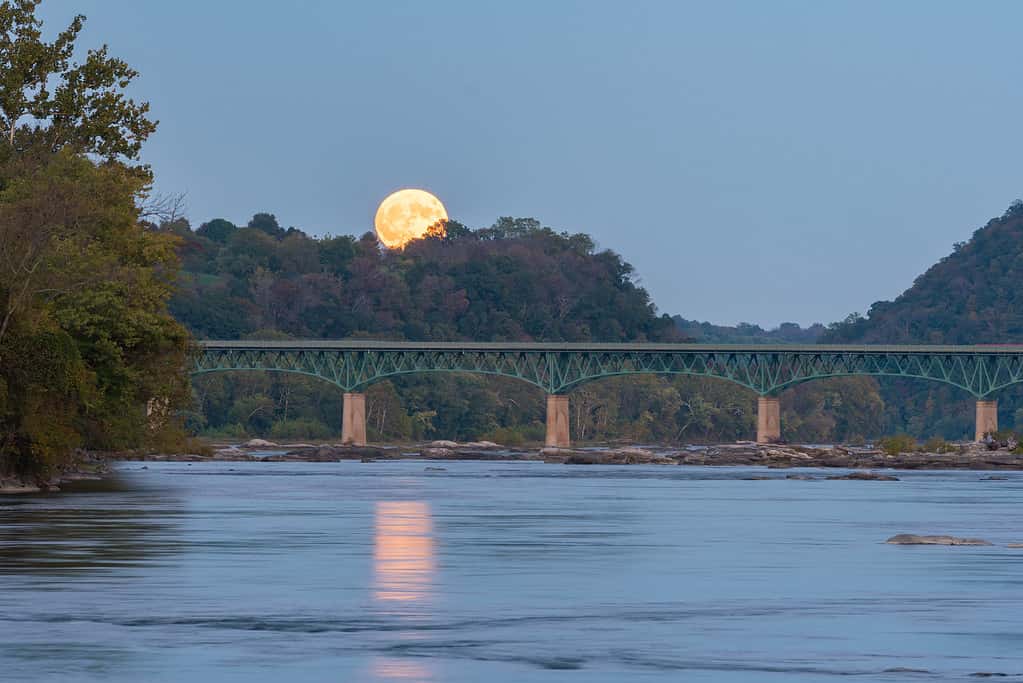 Full Moon Rising Over Bridge