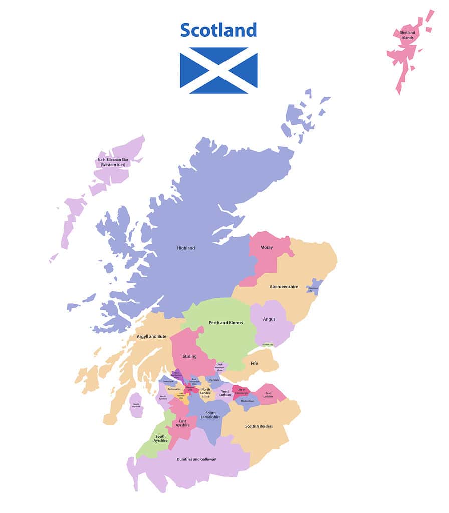 vector map of Scotland unitary authorities