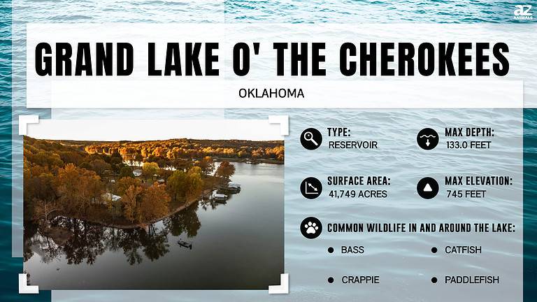 Grand Lake O' the Cherokees lies in northeastern Oklahoma.