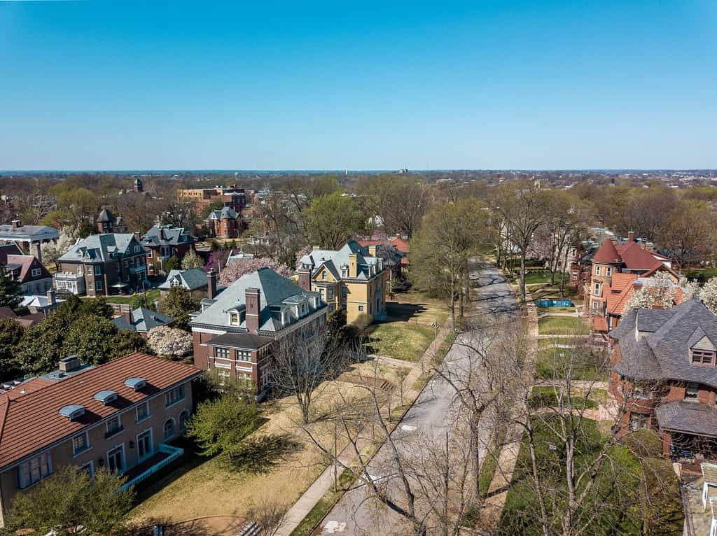 Aerial view of South Saint Louis, Compton Heights and Tower Grove South neighborhoods