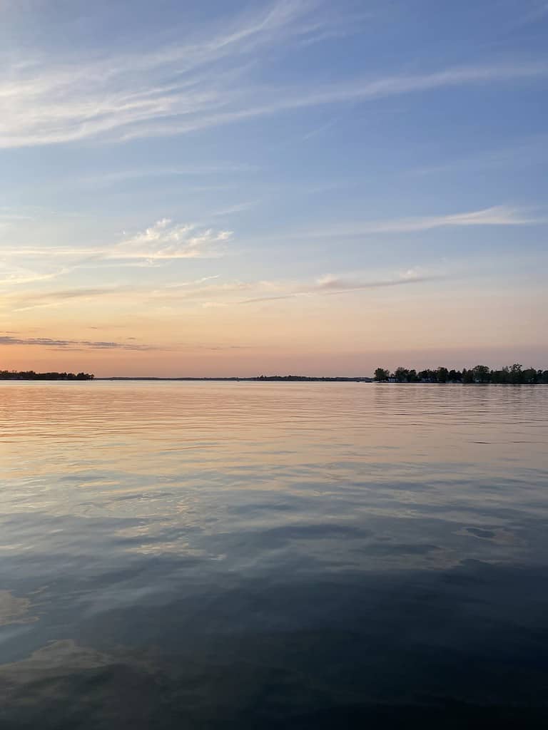 Views of Lake Wawasee at sunset, May 2023