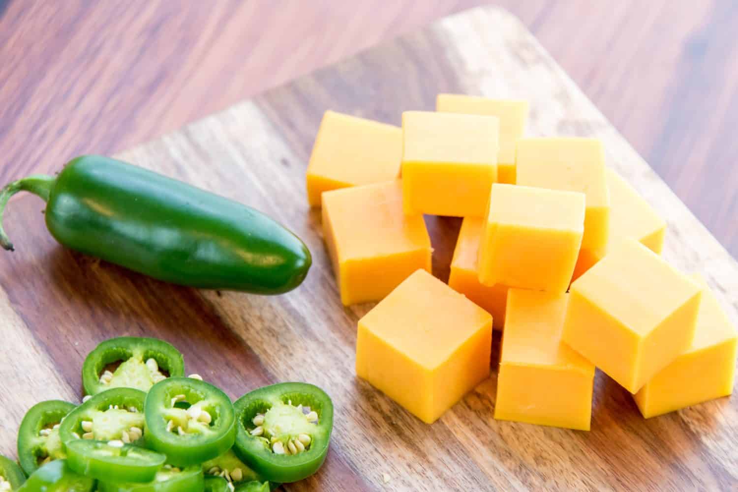 fresh sliced jalapeno peppers and cheddar cheese