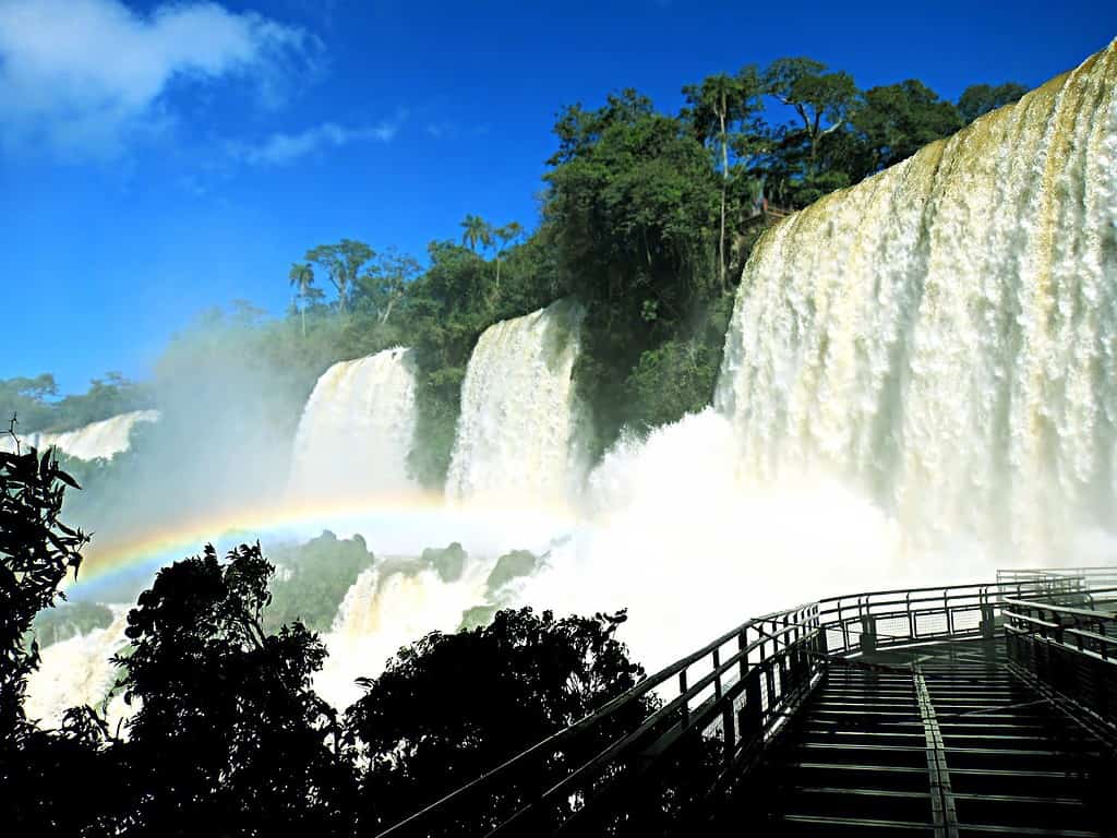 Waterfalls called Salto Las tres hermanas (the 3 sisters waterfalls), on Iguazu Park, Argentina, one of the new seven wonders of nature and a UNESCO World Heritage site
