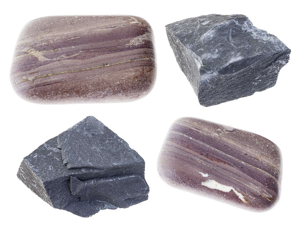 set of various argillite stones (mudstone) cutout