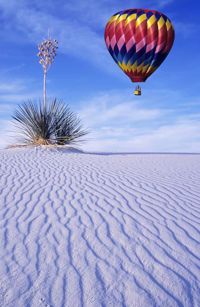 Solo balloon over white sands