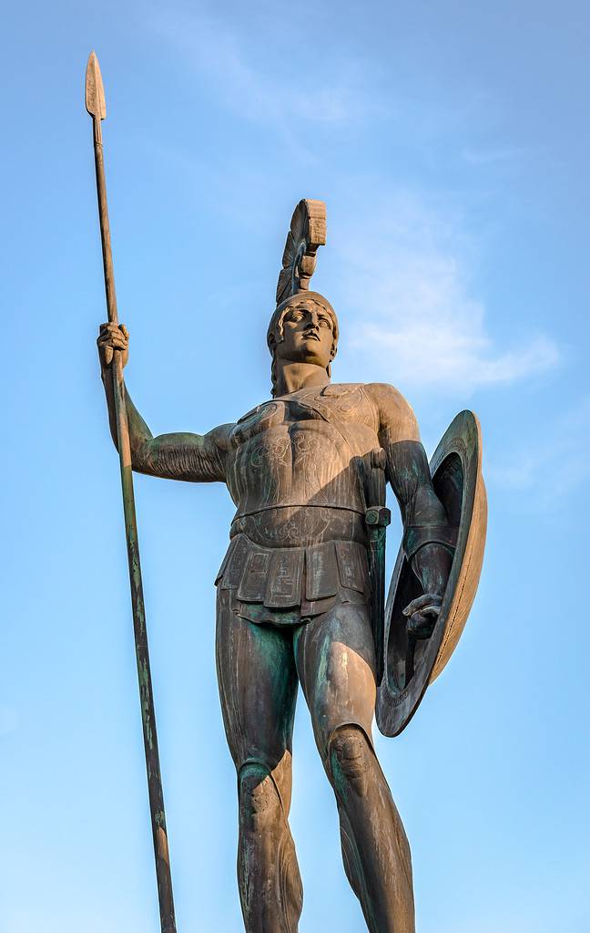Achilles, in the gardens of Achilleion in Corfu island, Greece.