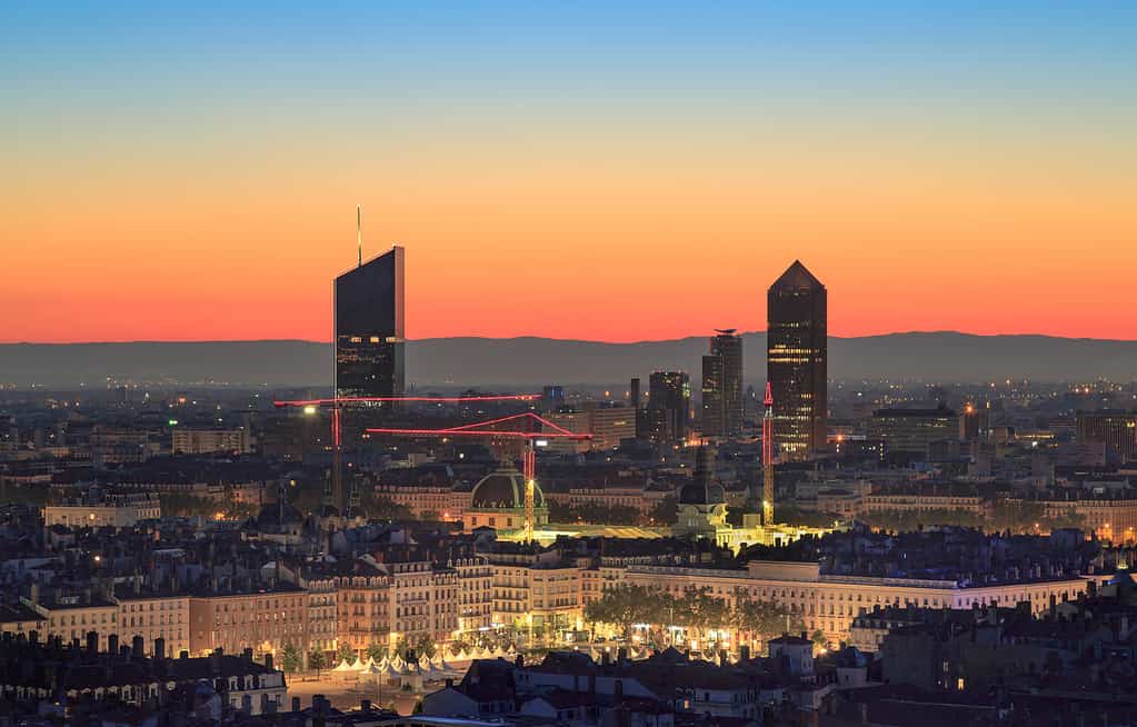 Lyon city at dawn