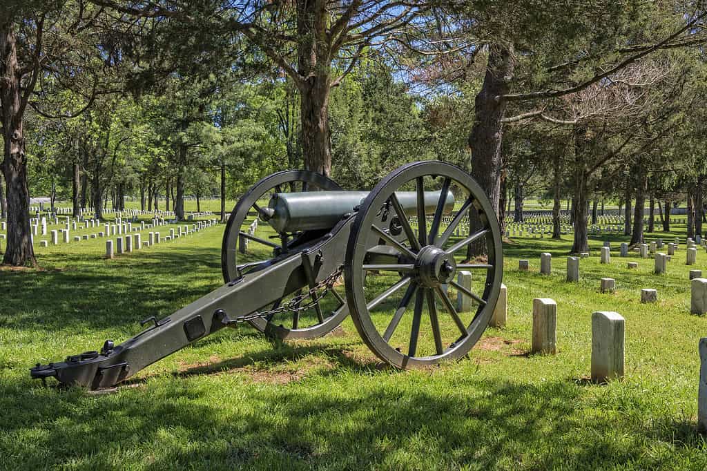Civil War Cannon At The Stones River National Battlefield And Cemetery In Murfreesboro Tennessee