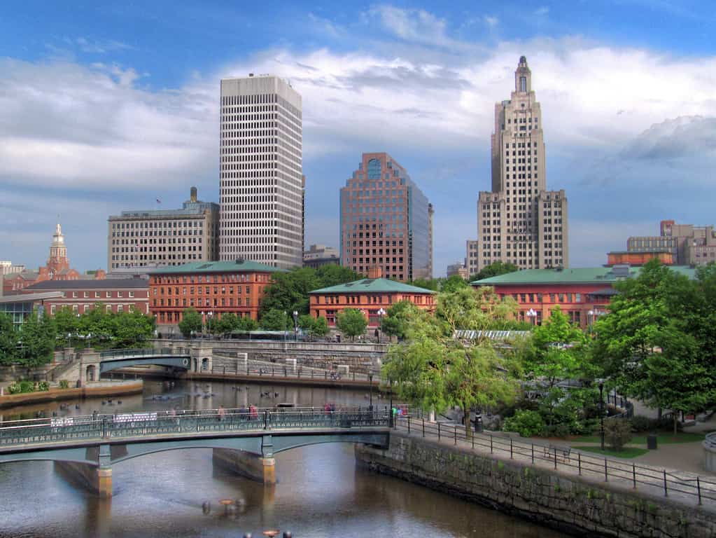Providence River, Rhode Island, Providence skyline, Waterplace Park and Riverwalk