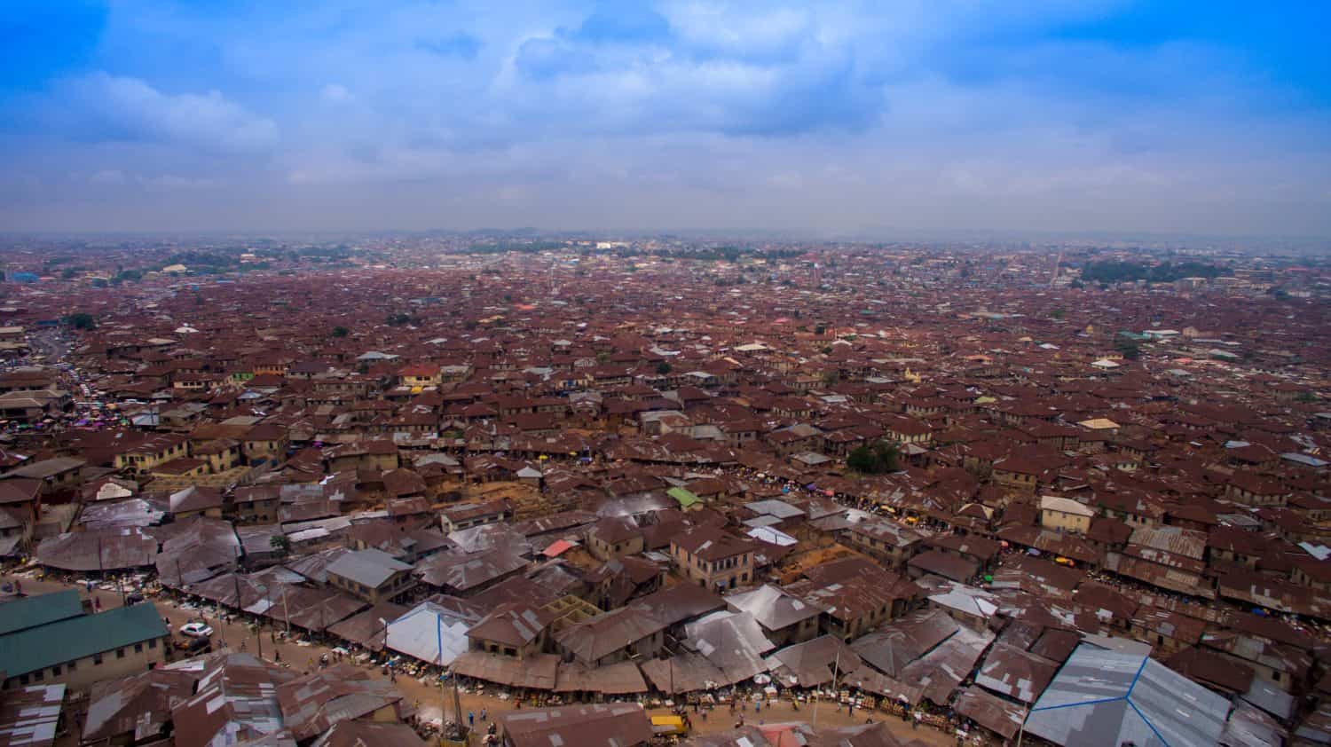 Aerial view of ancient city of Ibadan Nigeria