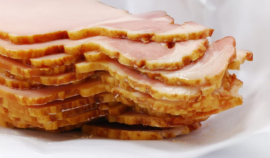 A pile of Canadian bacon