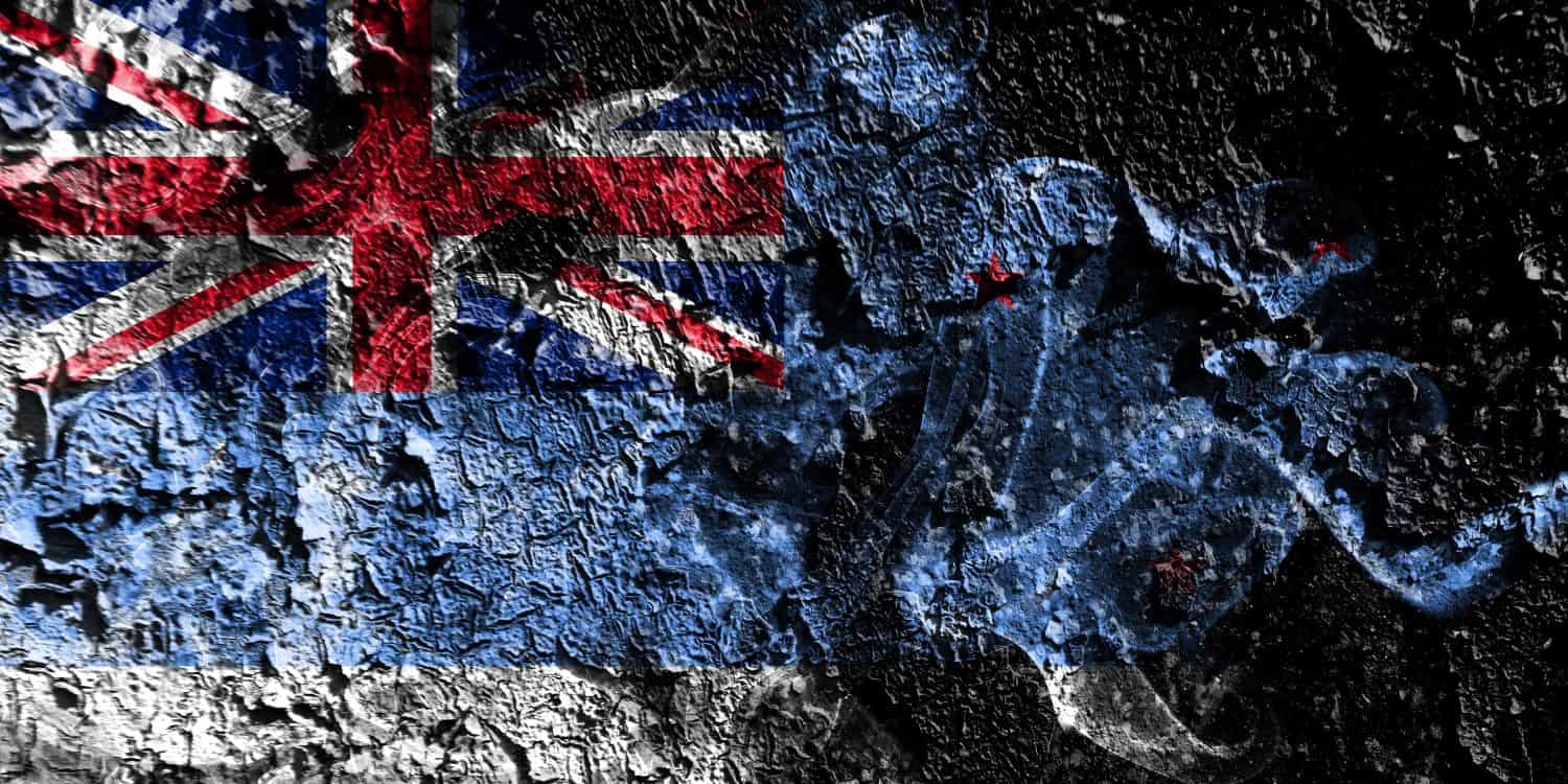 New Zealand - Ross Dependency  smoky mystical flag on the old dirty wall background