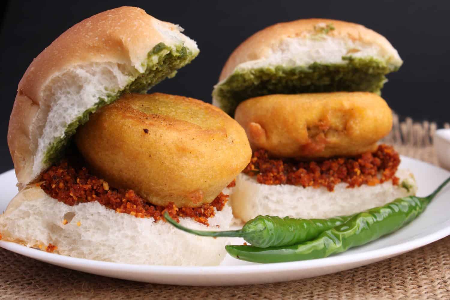 Bombay vada paav is an indian burger. Potato patty is deep fried in gram flour or besan batter and it is served hot with paav or bun like sandwich. Its available and liked all over India