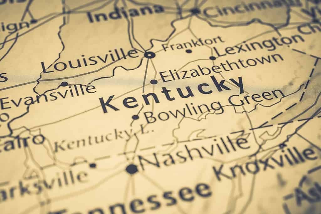 Kentucky on the USA map