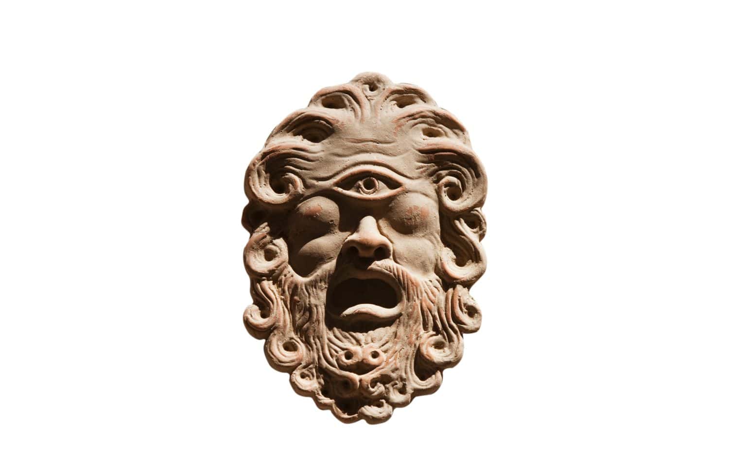 Polyphemus greek mask odyssey one eye on white background