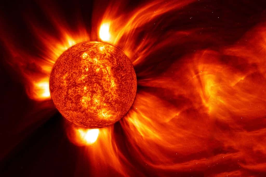Flashes, storms on the Sun. Elements of this image furnished by NASA. High quality photo