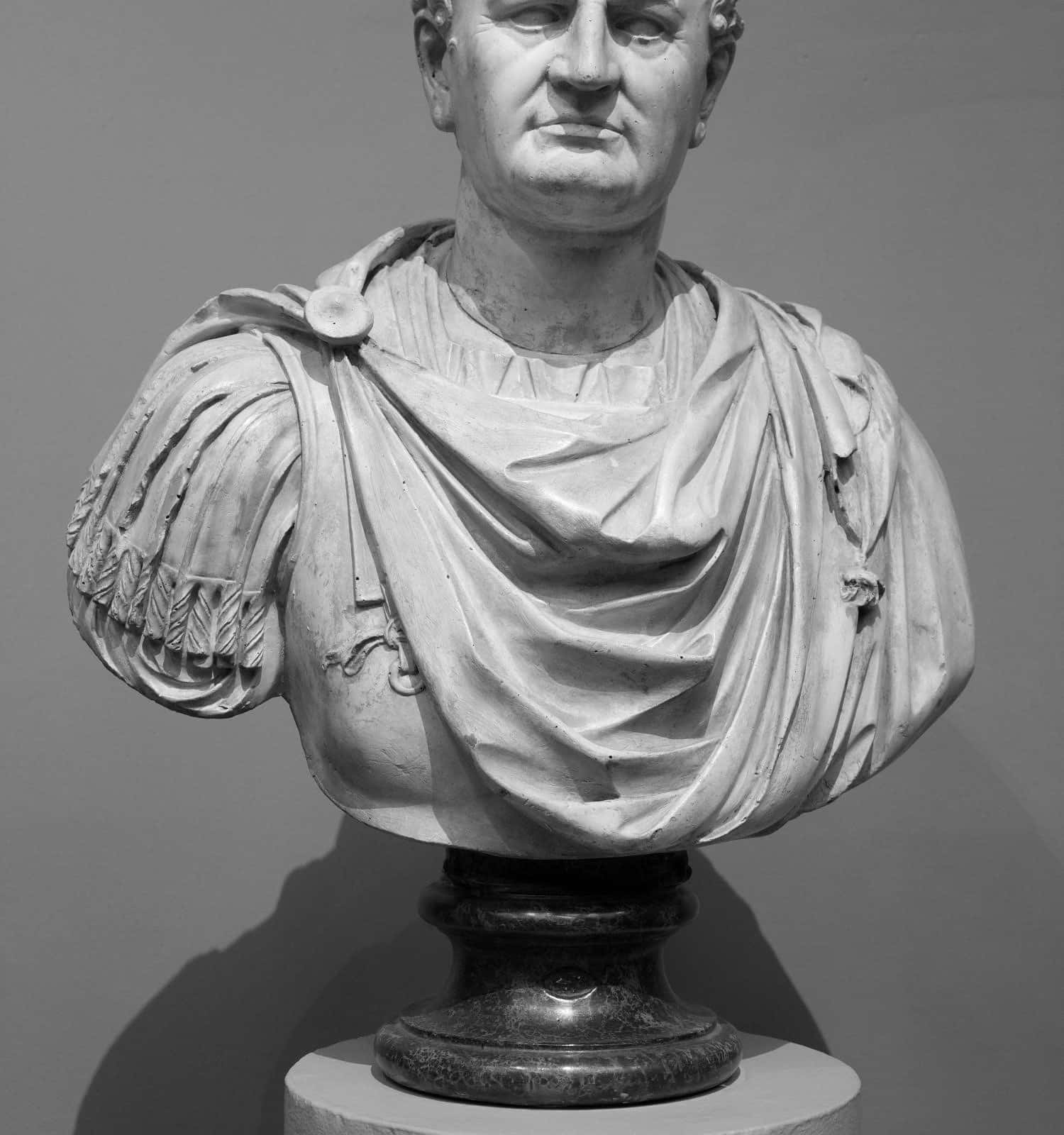 Old Bust of Vespasian.He was Roman Emperor from AD 69 to AD 79. Vespasian founded the Flavian dynasty that ruled the Empire for a quarter century.