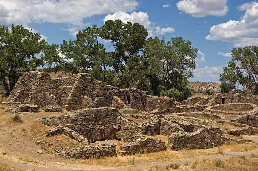 The ruins of an ancient Aztec Pueblan civilization in Aztec National Monument, Aztec, New Mexico.