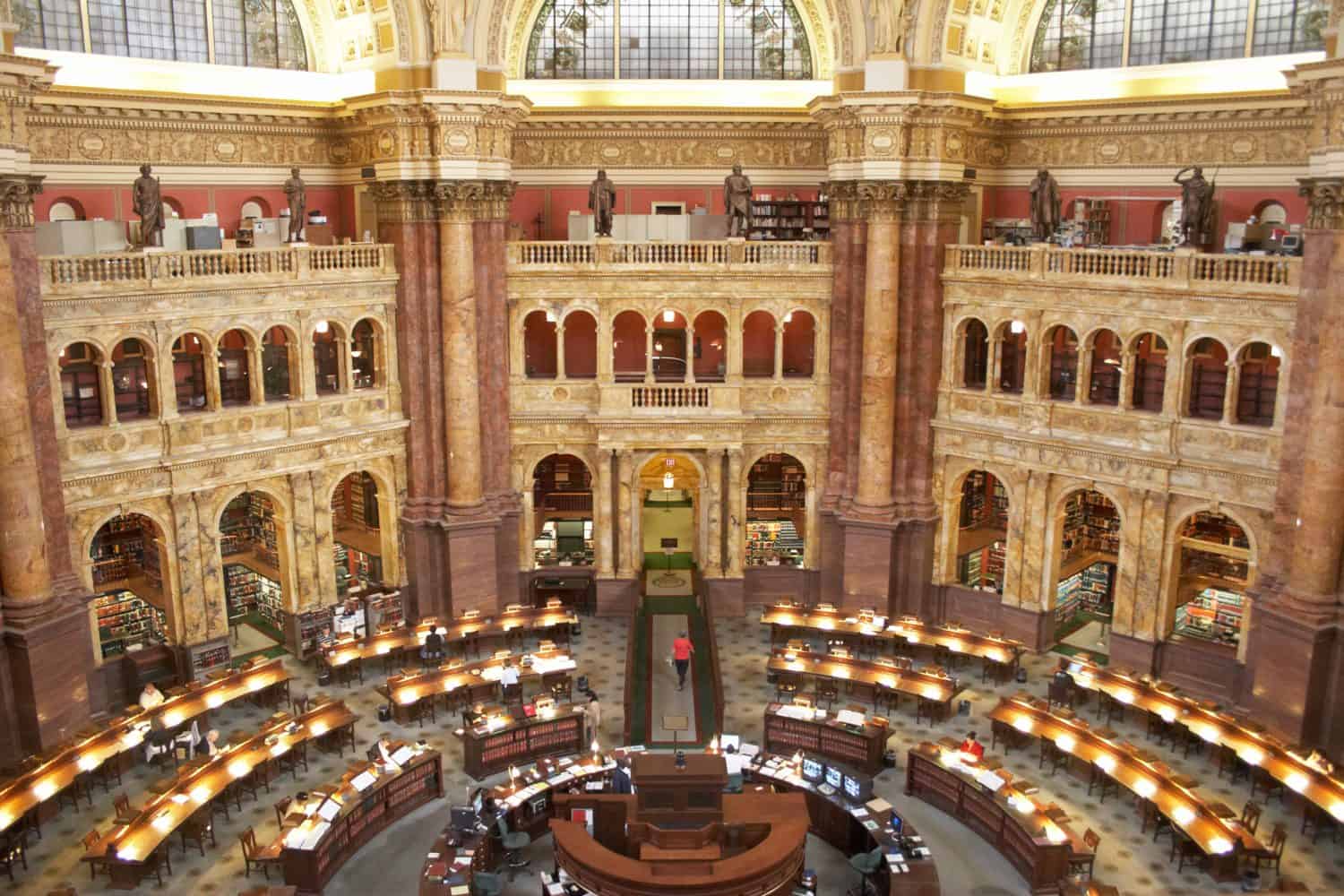 USA, Washington, DC. Reading room Scientific Library of Congress (Library of Jefferson)
