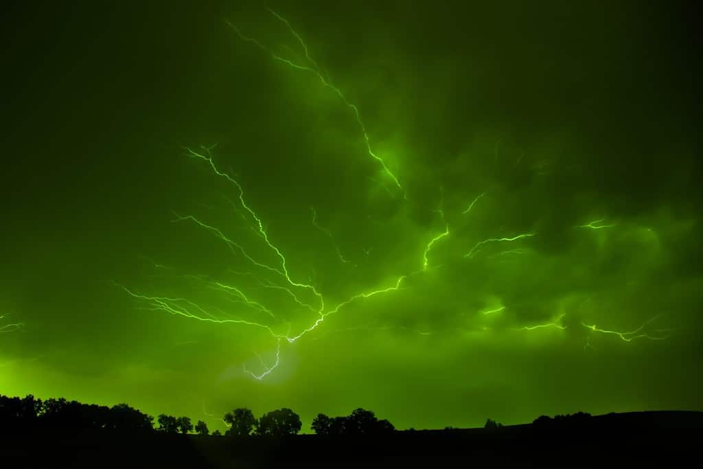 Severe lightning during a summer's night thunder storm