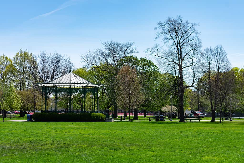 Green Grass and a Gazebo at Welles Park in Lincoln Square Chicago