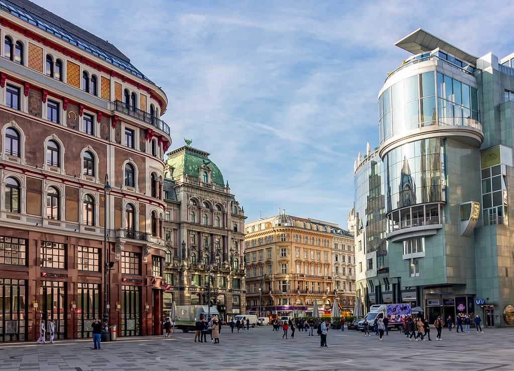 Stephansplatz square and Graben street in center of Vienna