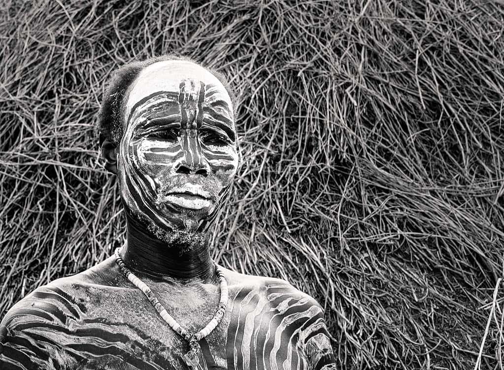 Indigenous Ethiopian man of Karo tribe