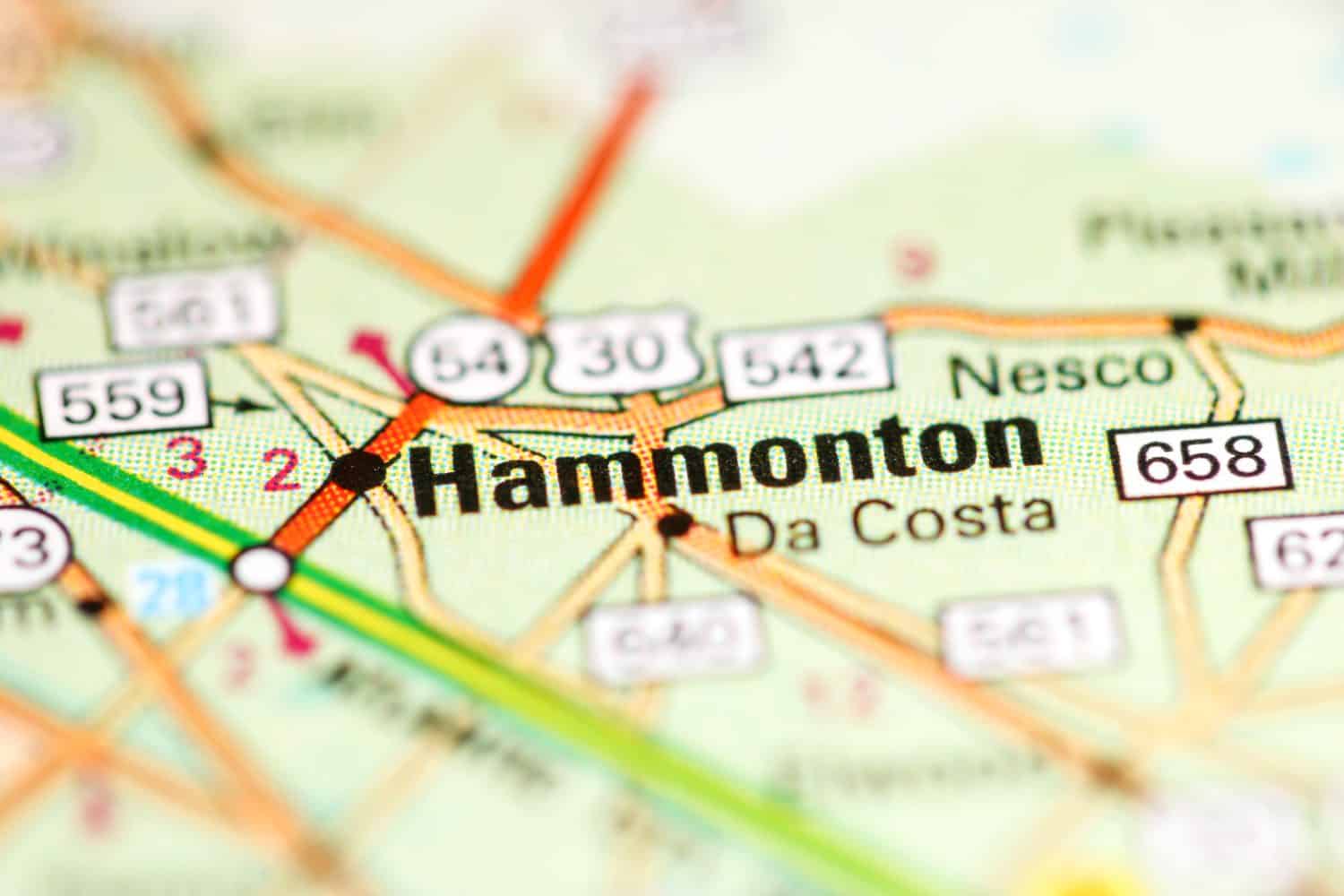 Hammonton. New Jersey. USA on a geography map