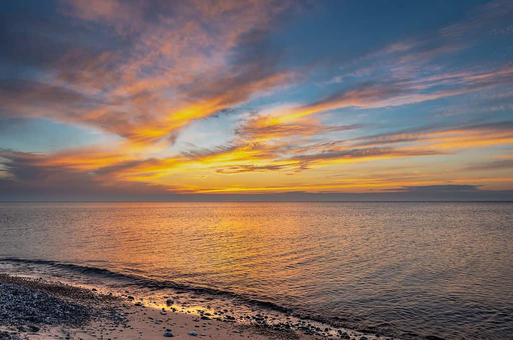 Sunset on Agate Beach, Lake Superior in Grand Marais Michigan.