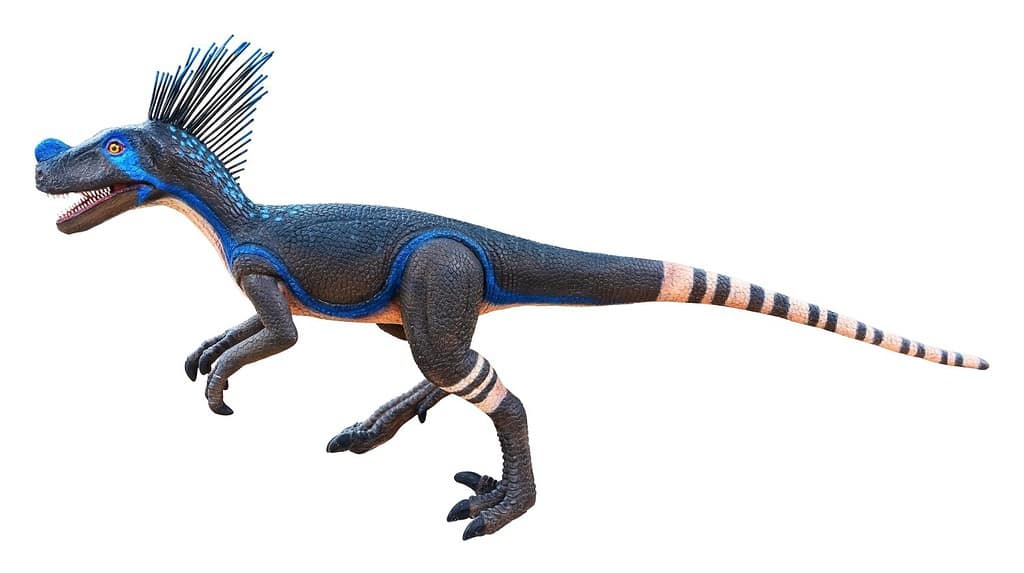 Ornitholestes is a small theropod dinosaur of the Late Jurassic, Ornitholestes isolated on white background with clipping path