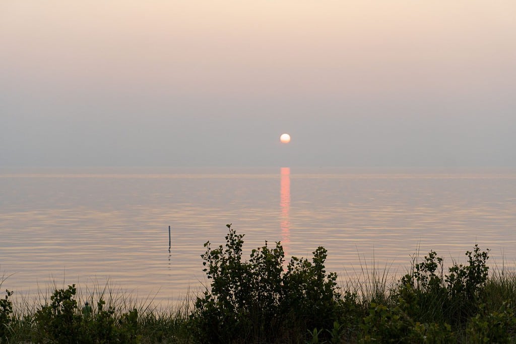 Sunset at Oval Beach in Saugatuck, Michigan.