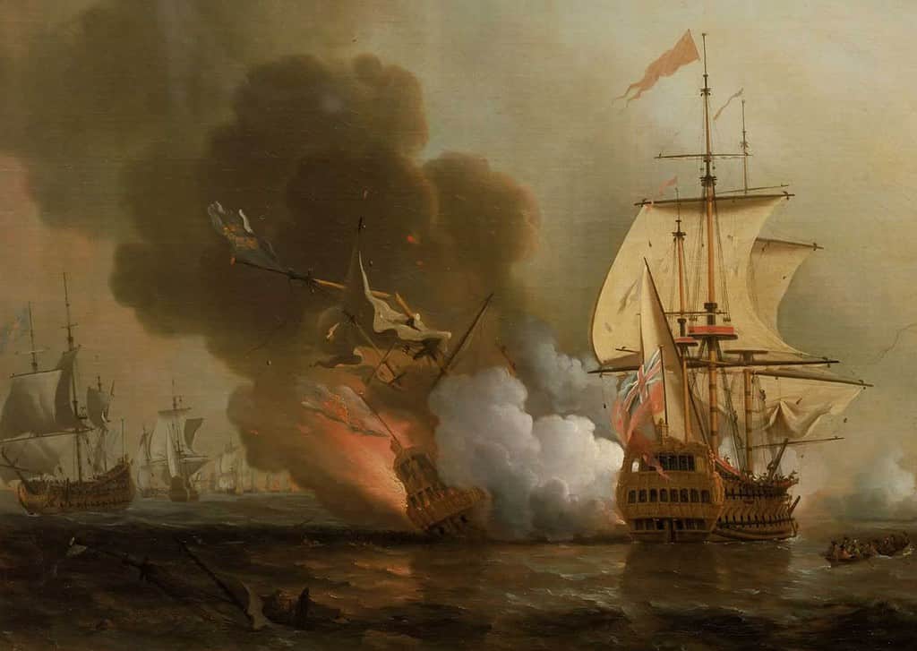 Action off Cartagena, May 28, 1708 Naval Combat off Cartagena, May 28, 1708. A British squadron attack the fleet of Spanish gold. A Spanish ship is captured, another forced to fail, and the San Jose carrying the bulk of the Spanish treasure is destroyed by the explosion of the Santa Bárbara.