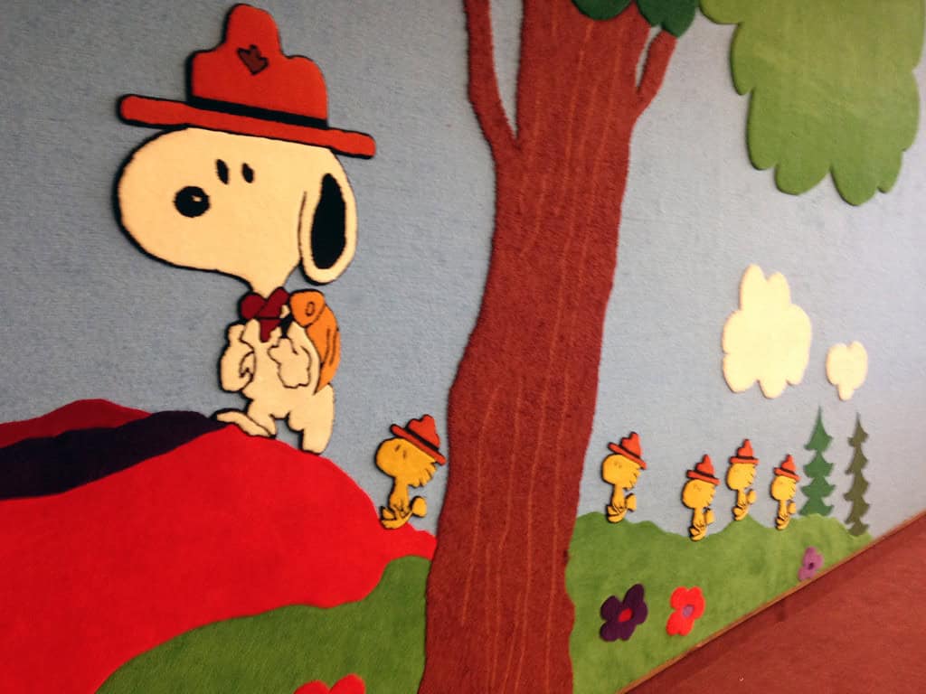 Snoopy's Gallery and gift shop-Snoopy and Woodstock carpet mural