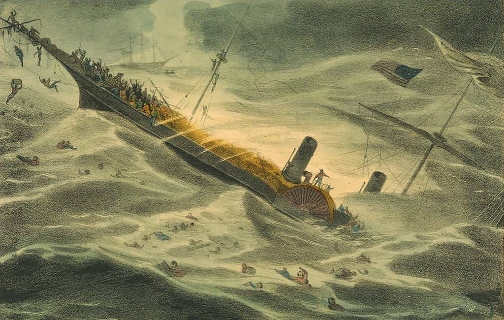 A depiction of the sinking of the SS Central America
