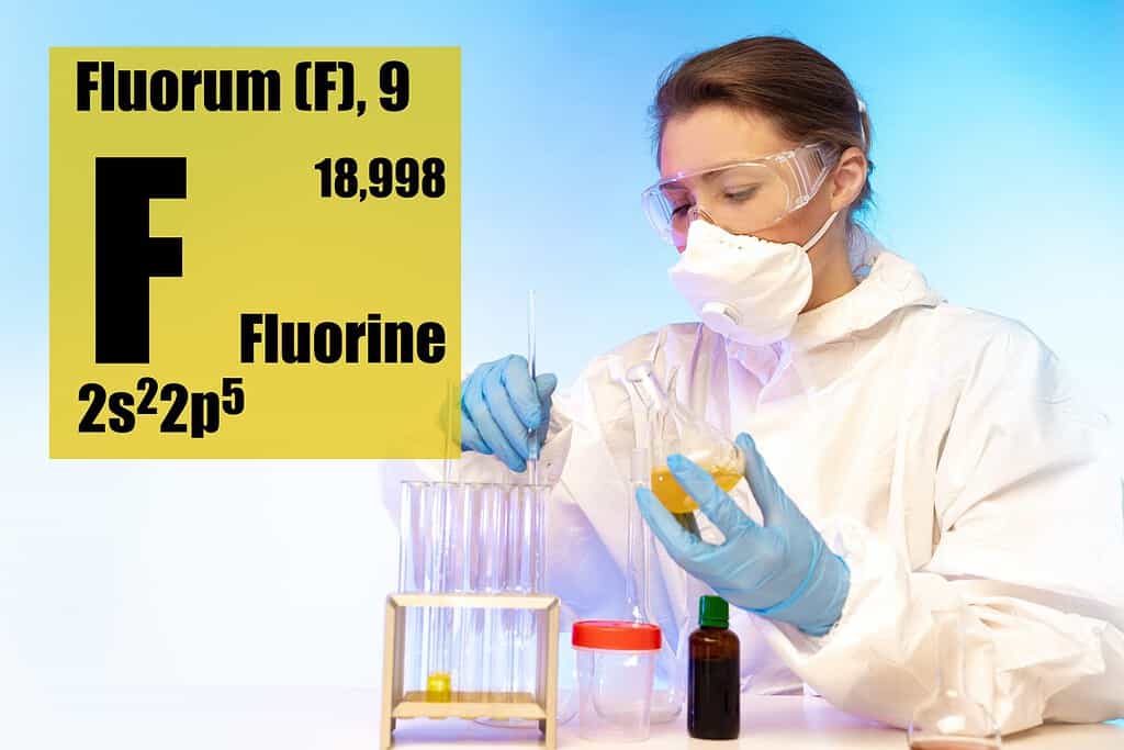 Fluorine. Chemical element with atomic number 9. The most chemically active nonmetal. Fluorine as the strongest oxidizer. Types of gases. Elements necessary for the human body.