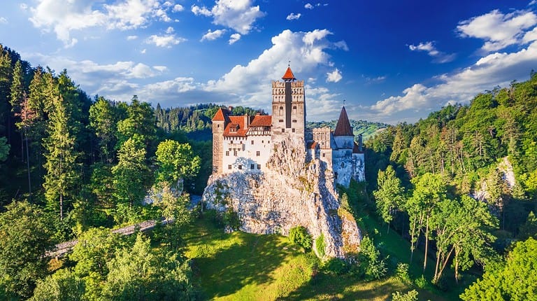 Bran Castle, Romania. Place of Dracula in Transylvania, Carpathian Mountains, romanian famous destination in Eastern Europe