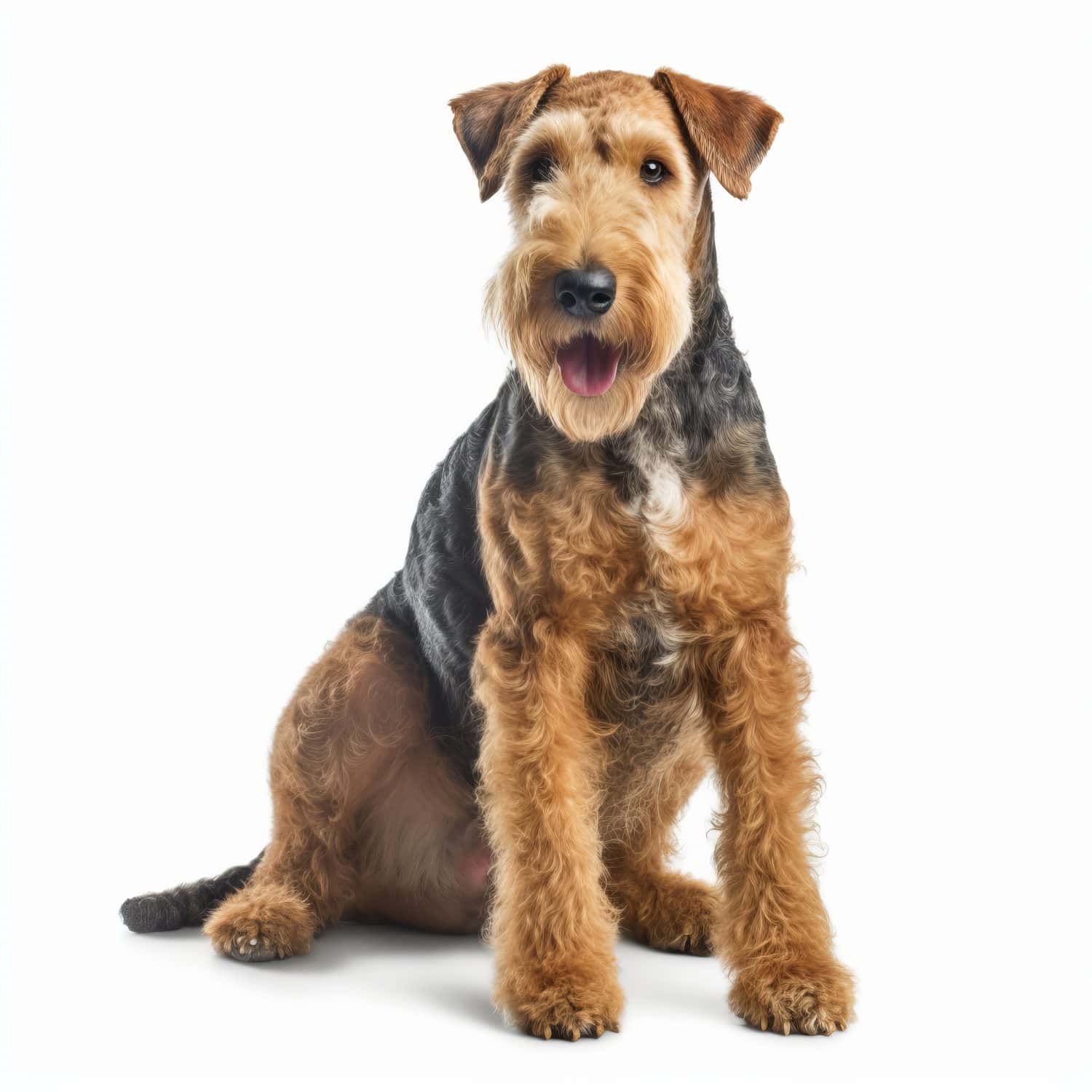 Airedale Terrier Full body facing forward clear with white background,High quality photo