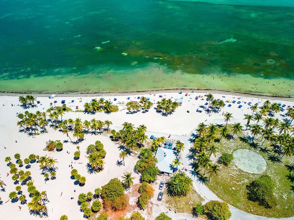 Beautiful Crandon Park beach in Key Biscayne in Miami, USA